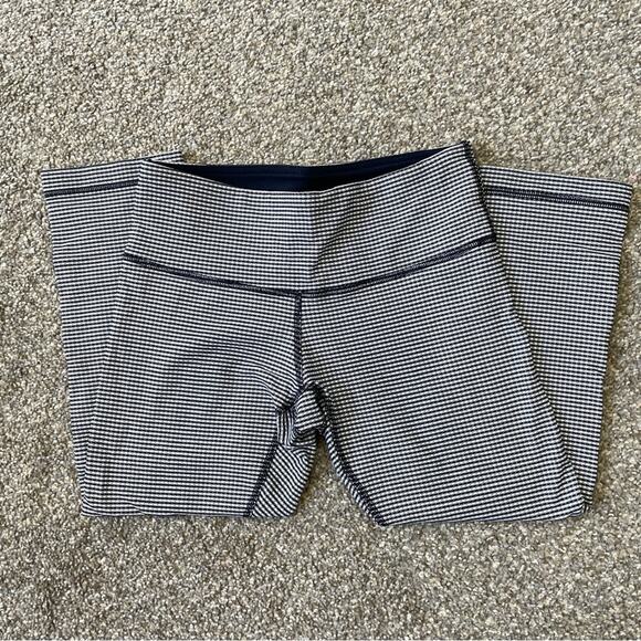 Lululemon Wunder Under Crop Leggings 4 Inkwell Gingham Activewear Athletic - Picture 2 of 5